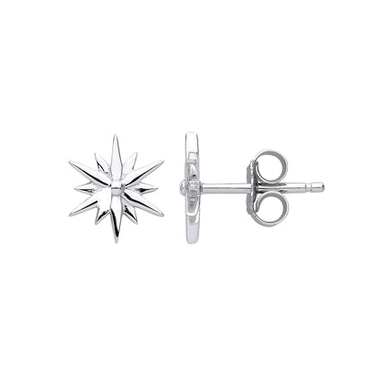 Silver  Star Burst Stud Earrings - GVE779