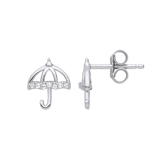 Silver  CZ Umbrella Drop Earrings - GVE782