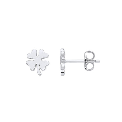 Silver  4 Leaf Clover Stud Earrings - GVE785