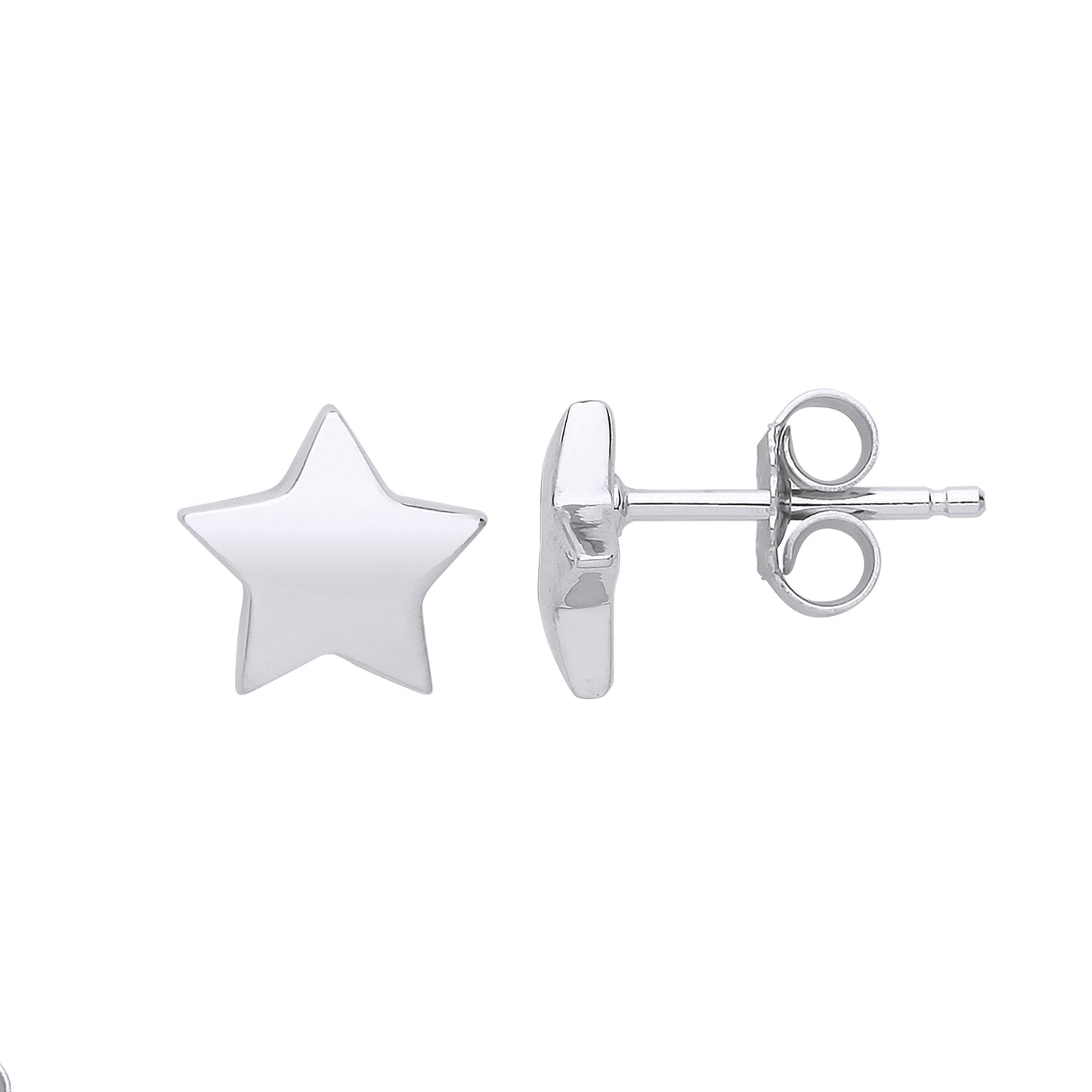 Silver  Plain Star Stud Earrings - GVE787