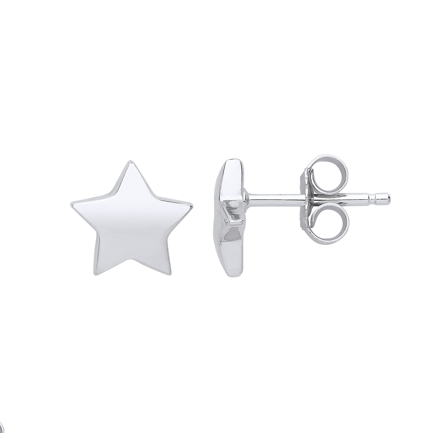 Silver  Plain Star Stud Earrings - GVE787