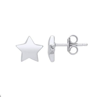 Silver  Plain Star Stud Earrings - GVE787