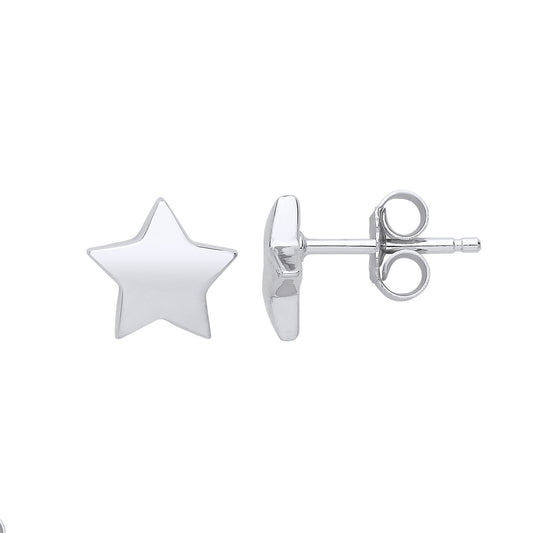 Silver  Plain Star Stud Earrings - GVE787