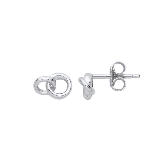 Silver  Interlocked Rings Stud Earrings - GVE789