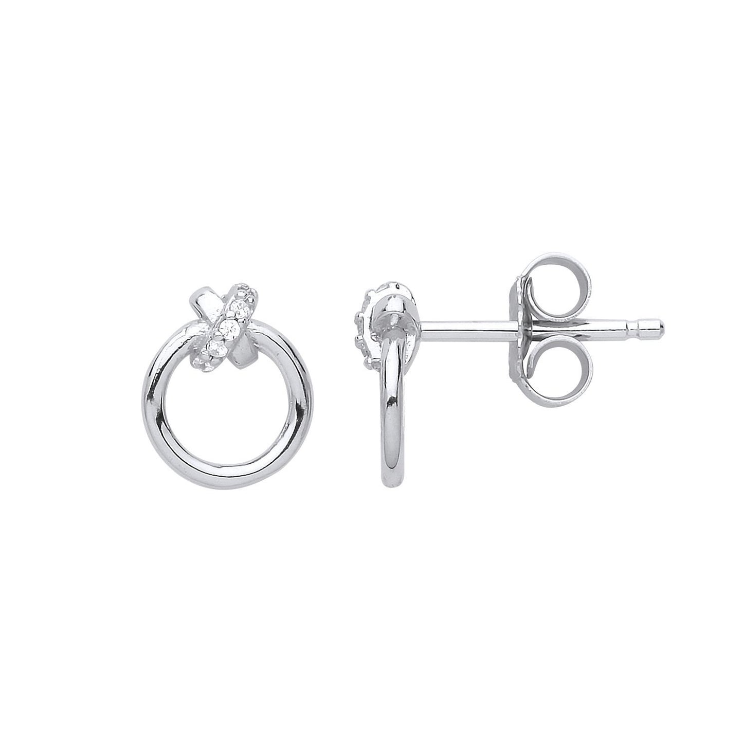 Silver  CZ Kiss Knot Rings Drop Earrings - GVE790