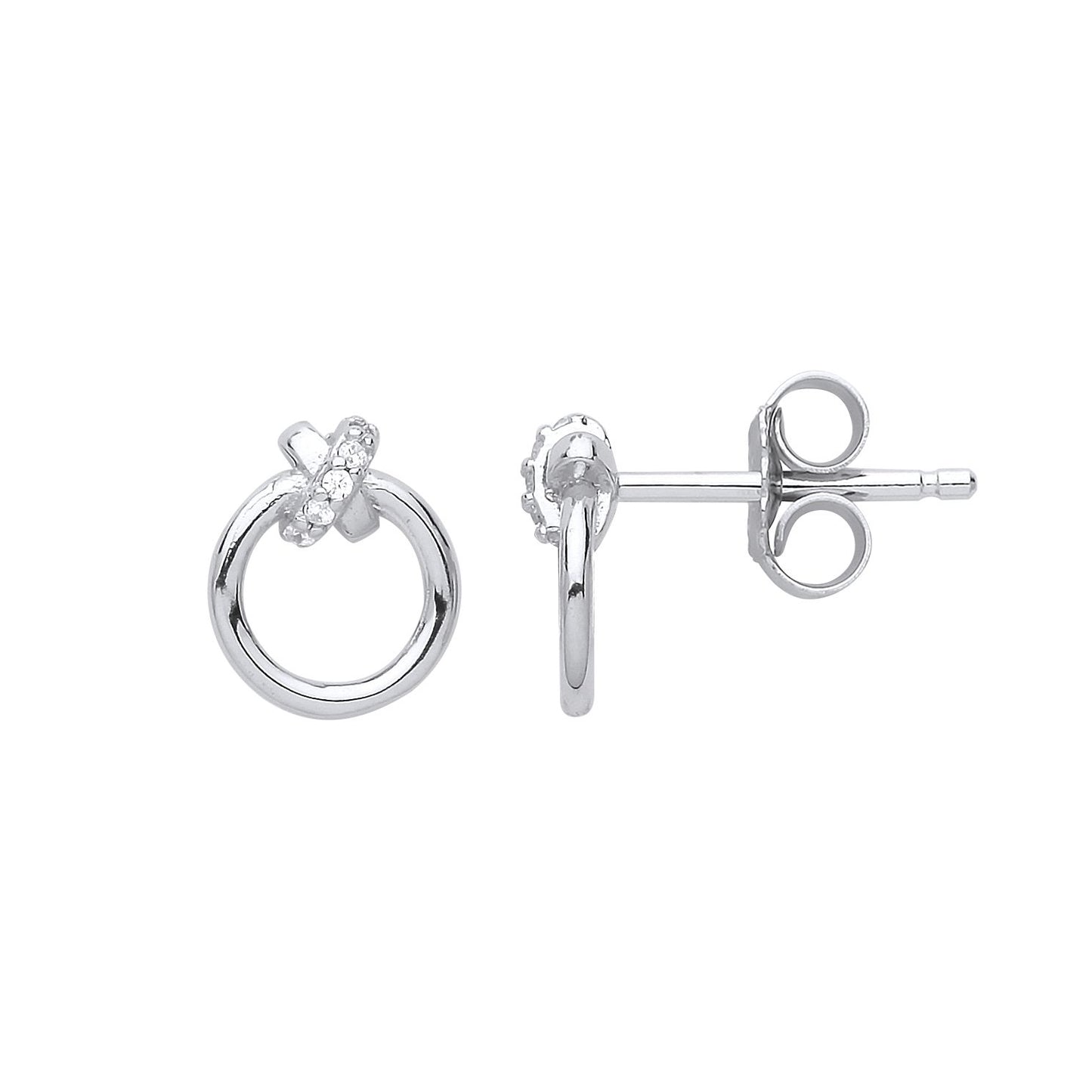 Silver  CZ Kiss Knot Rings Drop Earrings - GVE790
