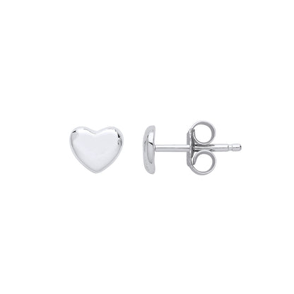 Silver  Plain Love Heart Stud Earrings - GVE793