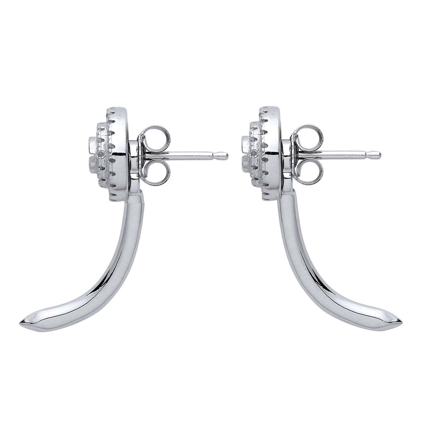 Silver  CZ 2 Tier Halo Convertible Nail Drop Earrings 10mm - GVE821