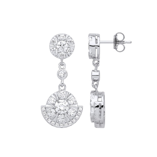 Silver  CZ Egyptian Collar Cluster Drop Earrings - GVE837