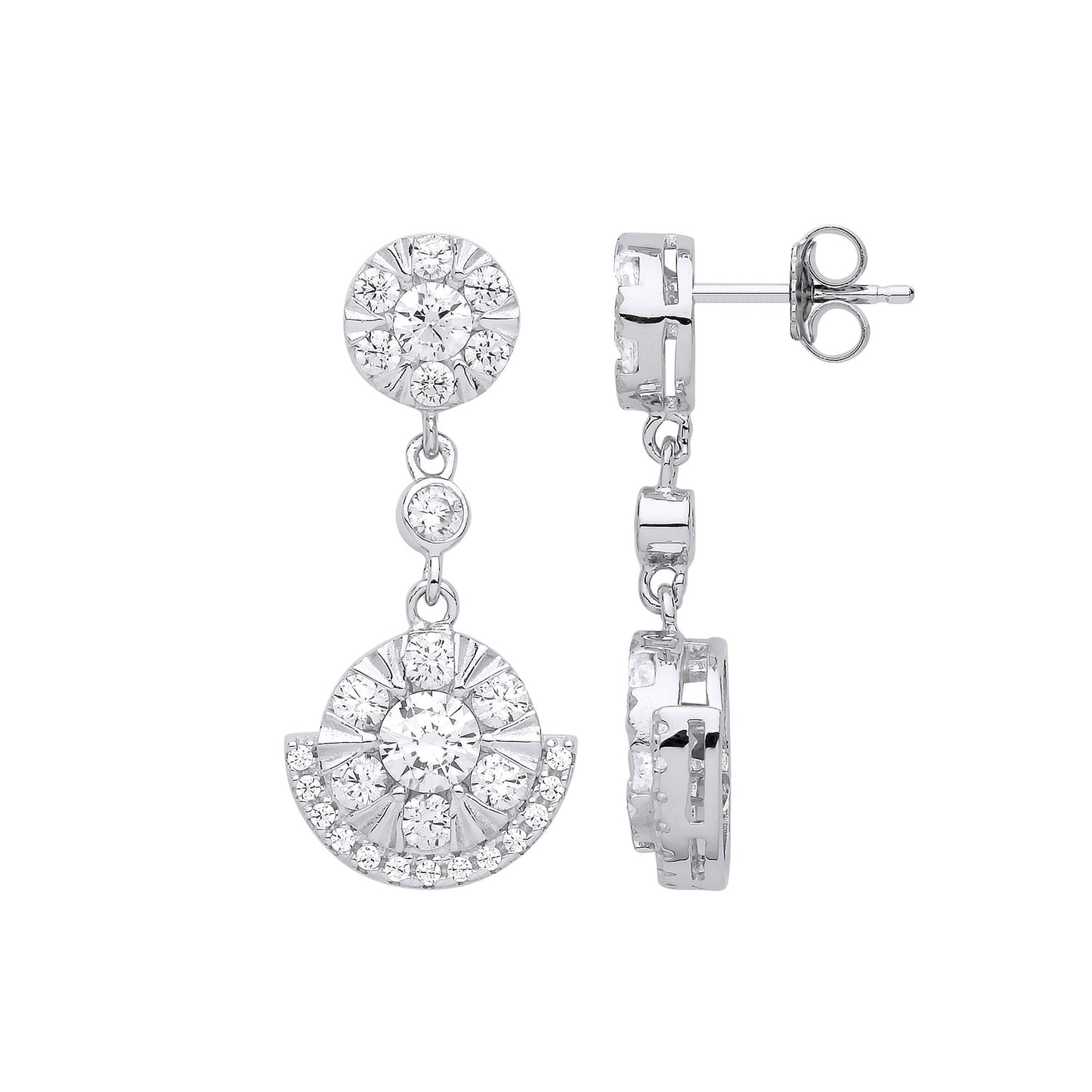 Silver  CZ Egyptian Collar Cluster Drop Earrings - GVE837