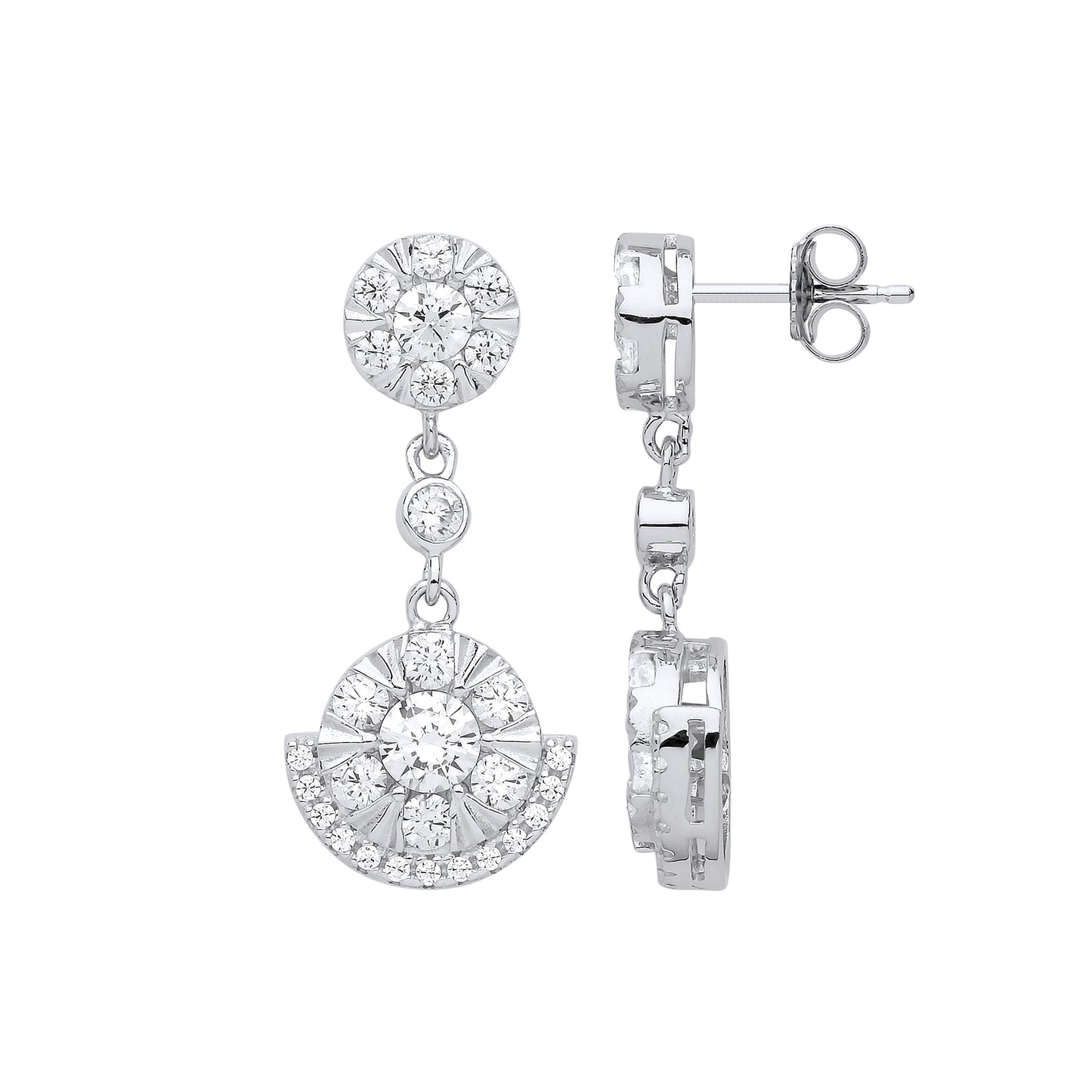 Silver  CZ Egyptian Collar Cluster Drop Earrings - GVE837