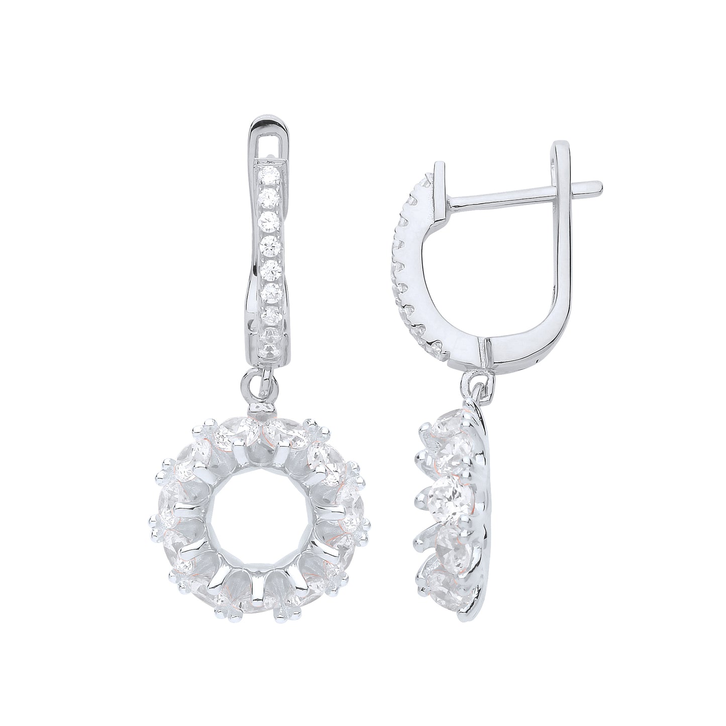 Silver  CZ Eternity Ring Style Drop Earrings - GVE855