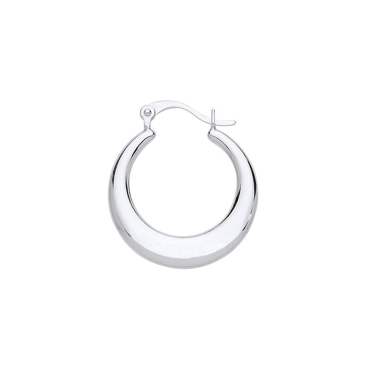 Silver  Polished Creole Hoop Earrings 17mm - GVE884