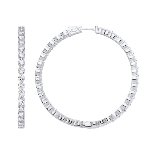 Silver  CZ Eternity Hoop Earrings 52mm - GVE887