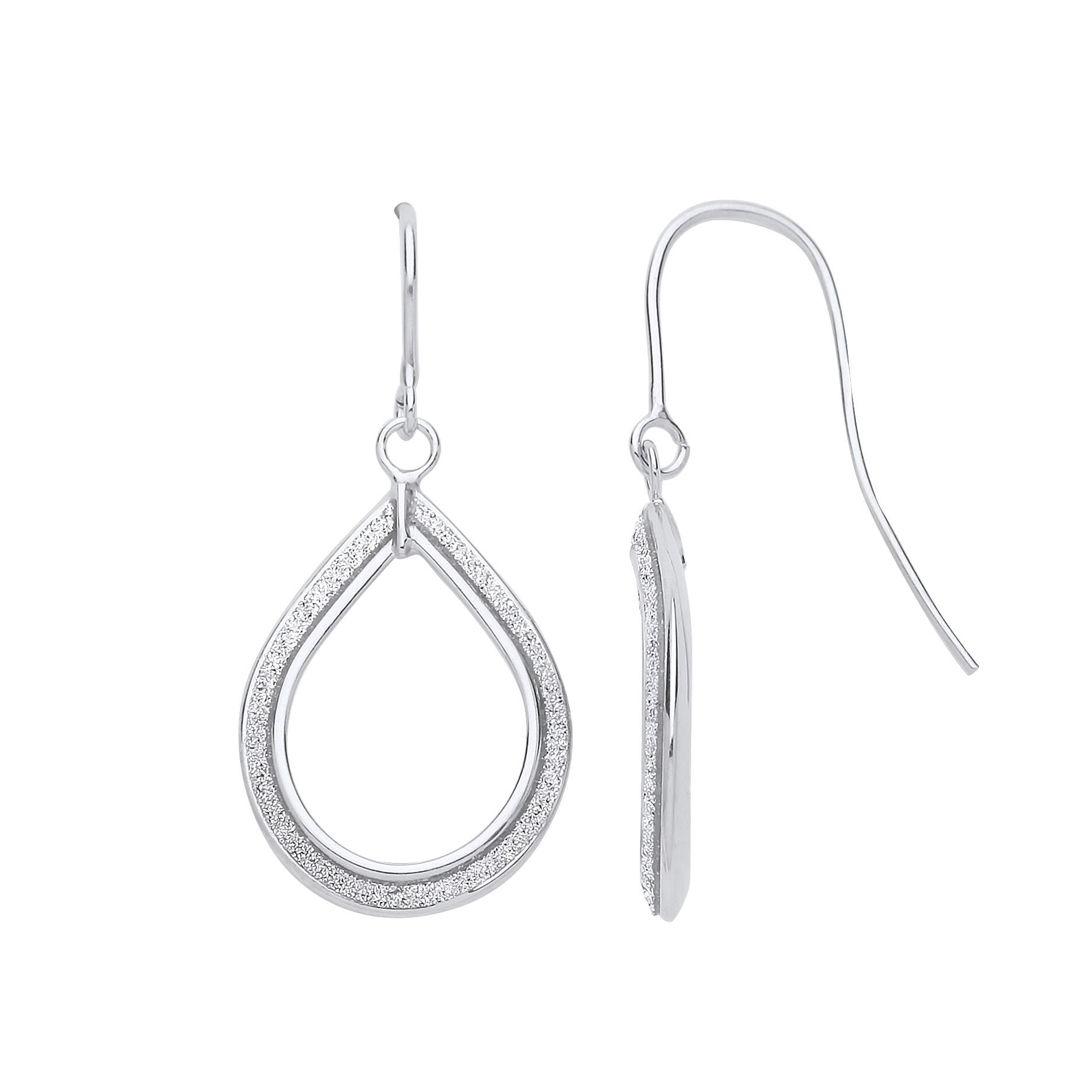Silver  Moondust Teardrop Drop Earrings - GVE888