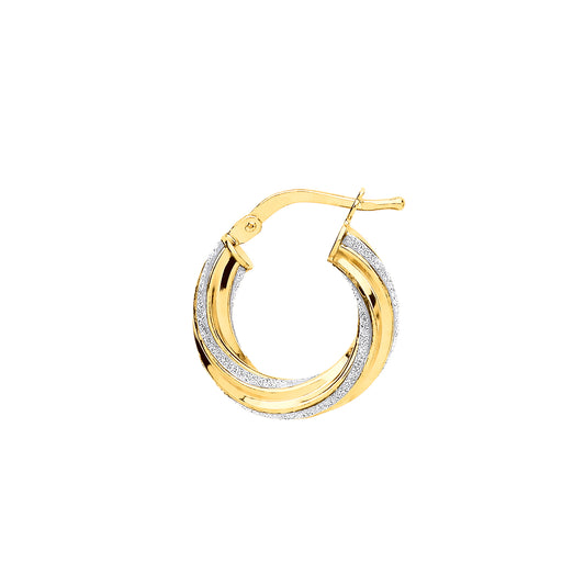 Gilded Silver  Licorice Twist Moondust Hoop Earrings 17mm - GVE891G