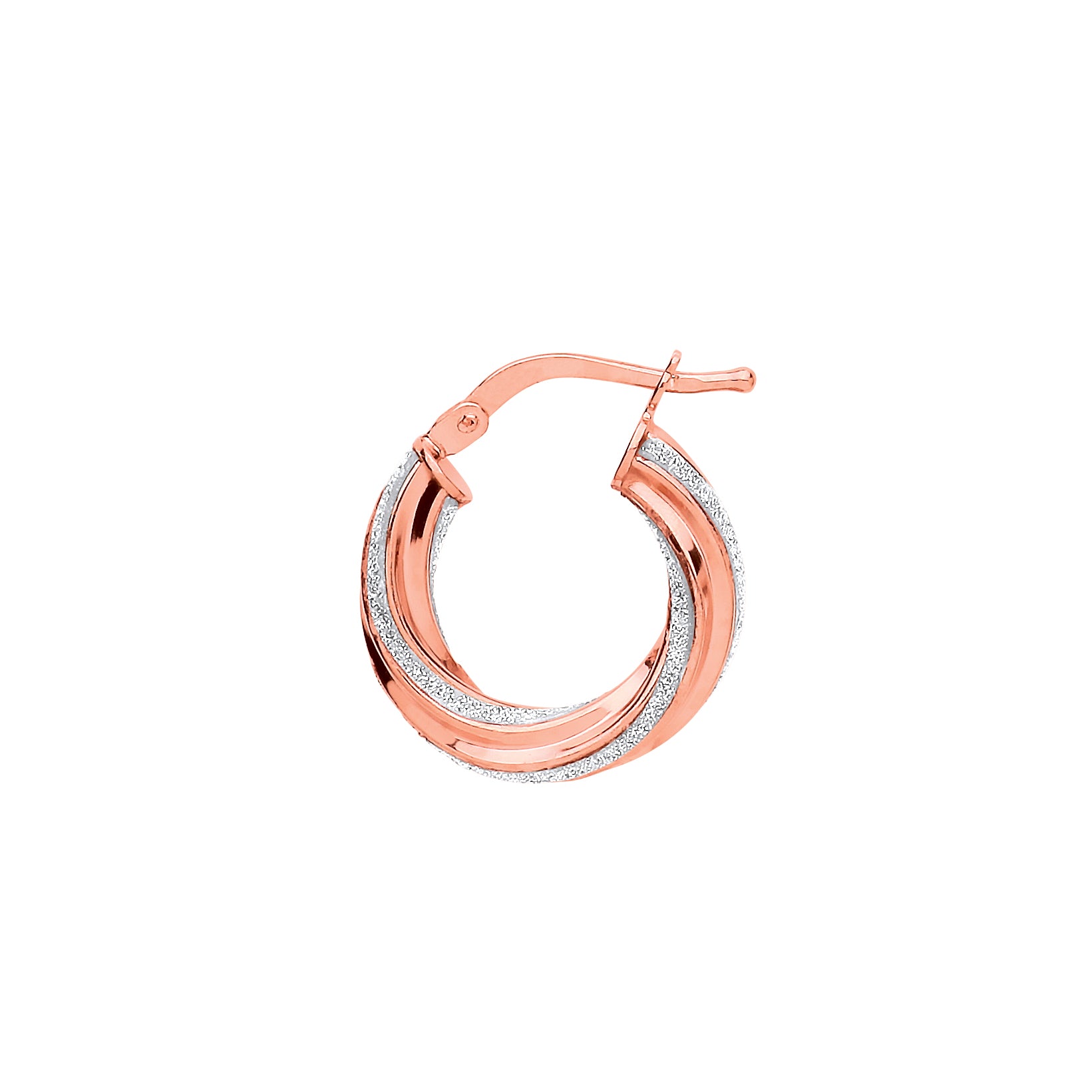 Rose Silver  Licorice Twist Moondust Hoop Earrings 17mm - GVE891R