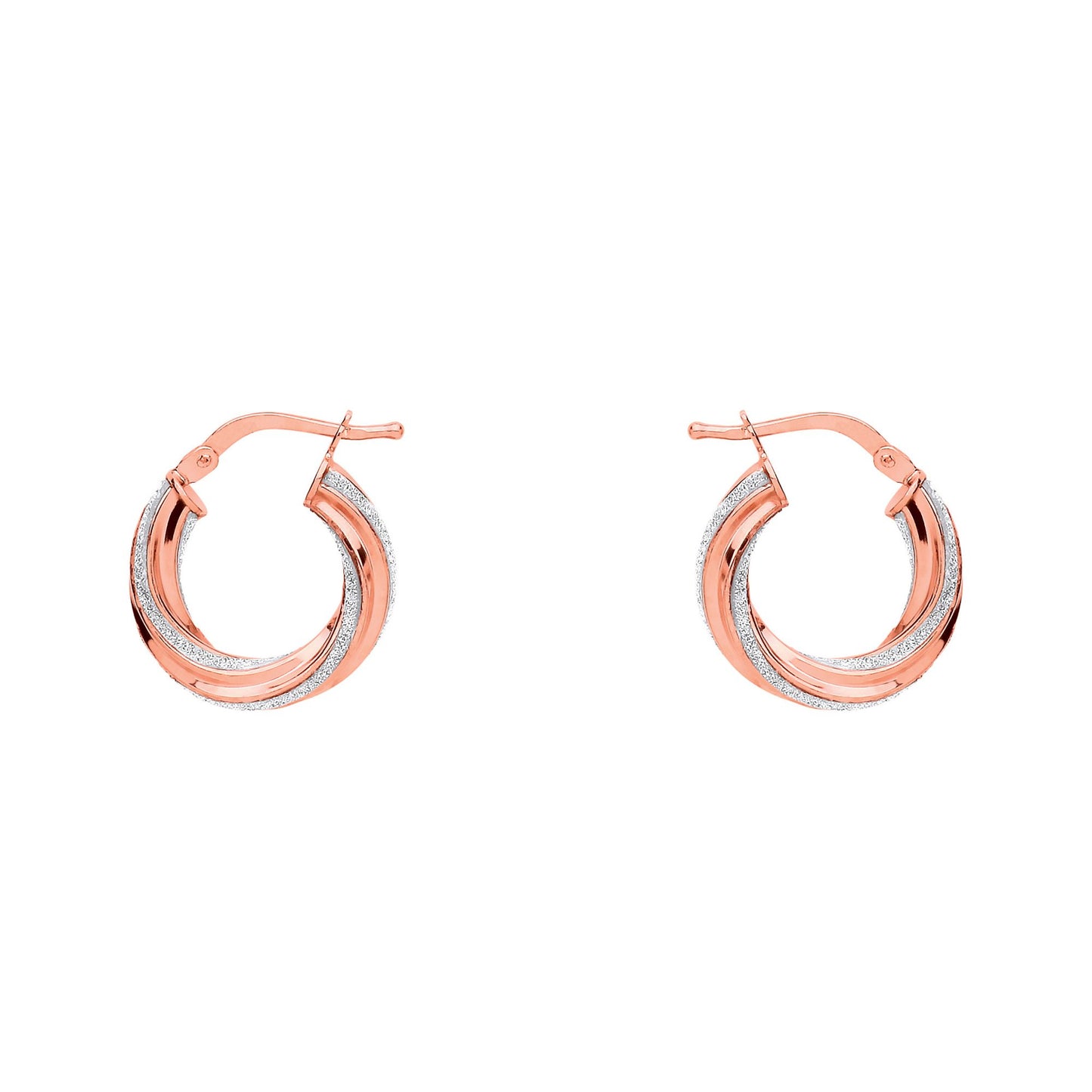 Rose Silver  Licorice Twist Moondust Hoop Earrings 17mm - GVE891R