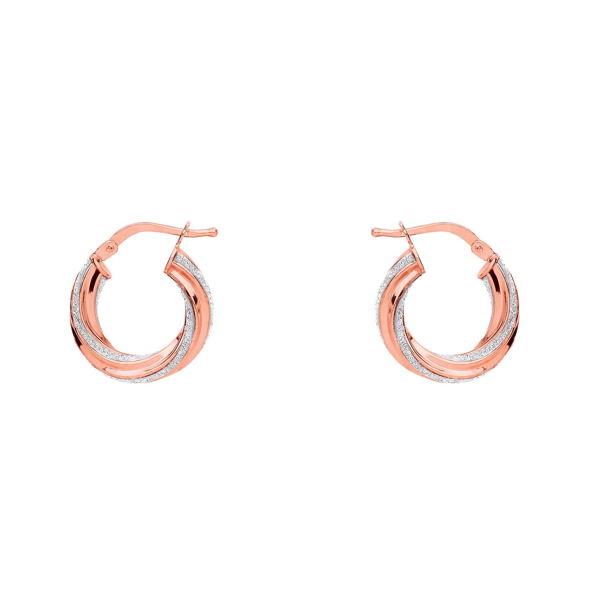 Rose Silver  Licorice Twist Moondust Hoop Earrings 17mm - GVE891R