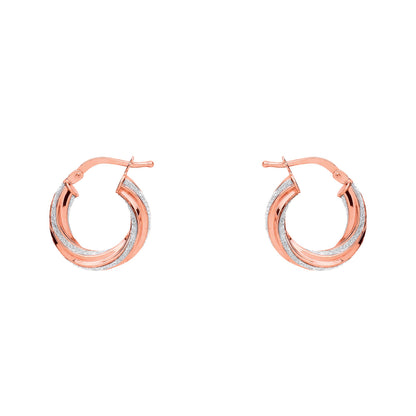 Rose Silver  Licorice Twist Moondust Hoop Earrings 17mm - GVE891R