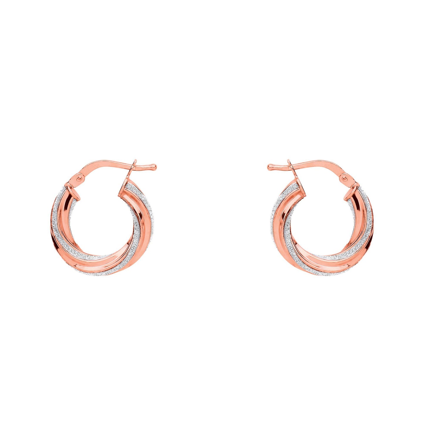 Rose Silver  Licorice Twist Moondust Hoop Earrings 17mm - GVE891R