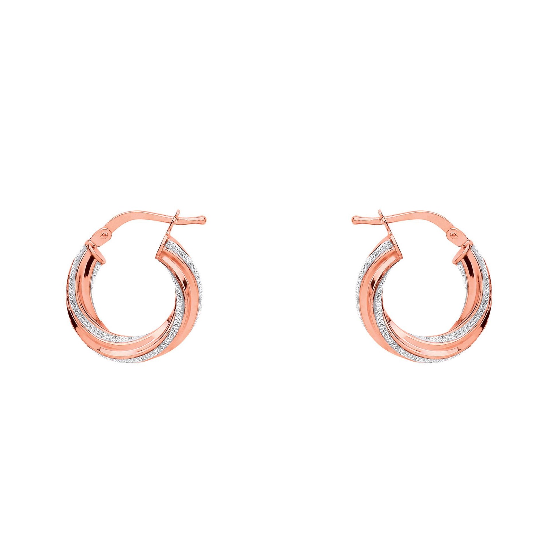 Rose Silver  Licorice Twist Moondust Hoop Earrings 17mm - GVE891R