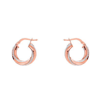 Rose Silver  Licorice Twist Moondust Hoop Earrings 17mm - GVE891R