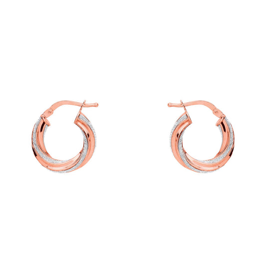 Rose Silver  Licorice Twist Moondust Hoop Earrings 17mm - GVE891R