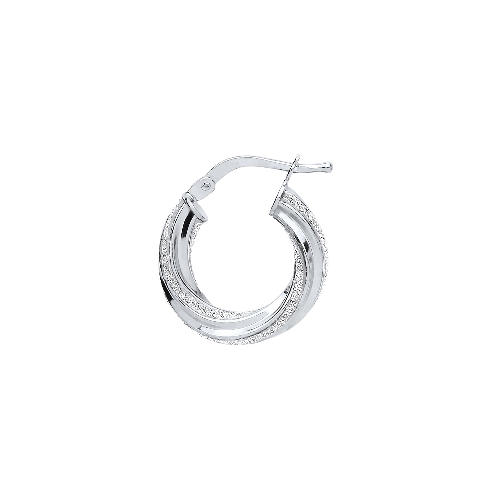 Silver  Licorice Twist Moondust Hoop Earrings 17mm - GVE891