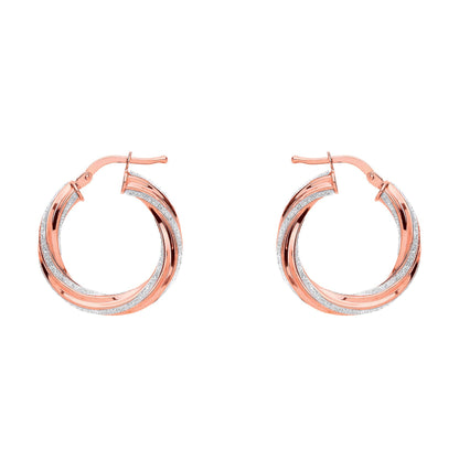 Rose Silver  Licorice Twist Moondust Hoop Earrings 22mm - GVE892R