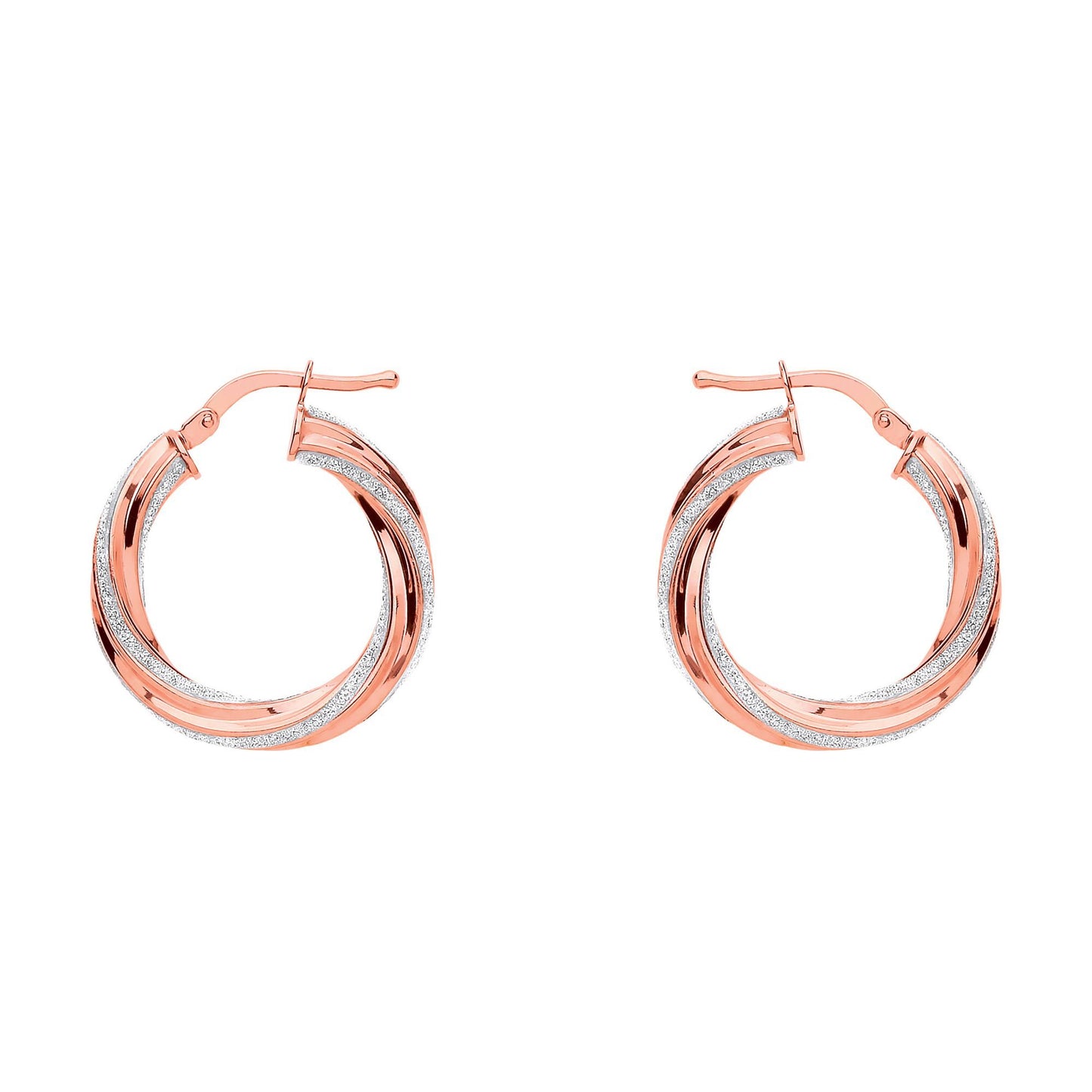 Rose Silver  Licorice Twist Moondust Hoop Earrings 22mm - GVE892R