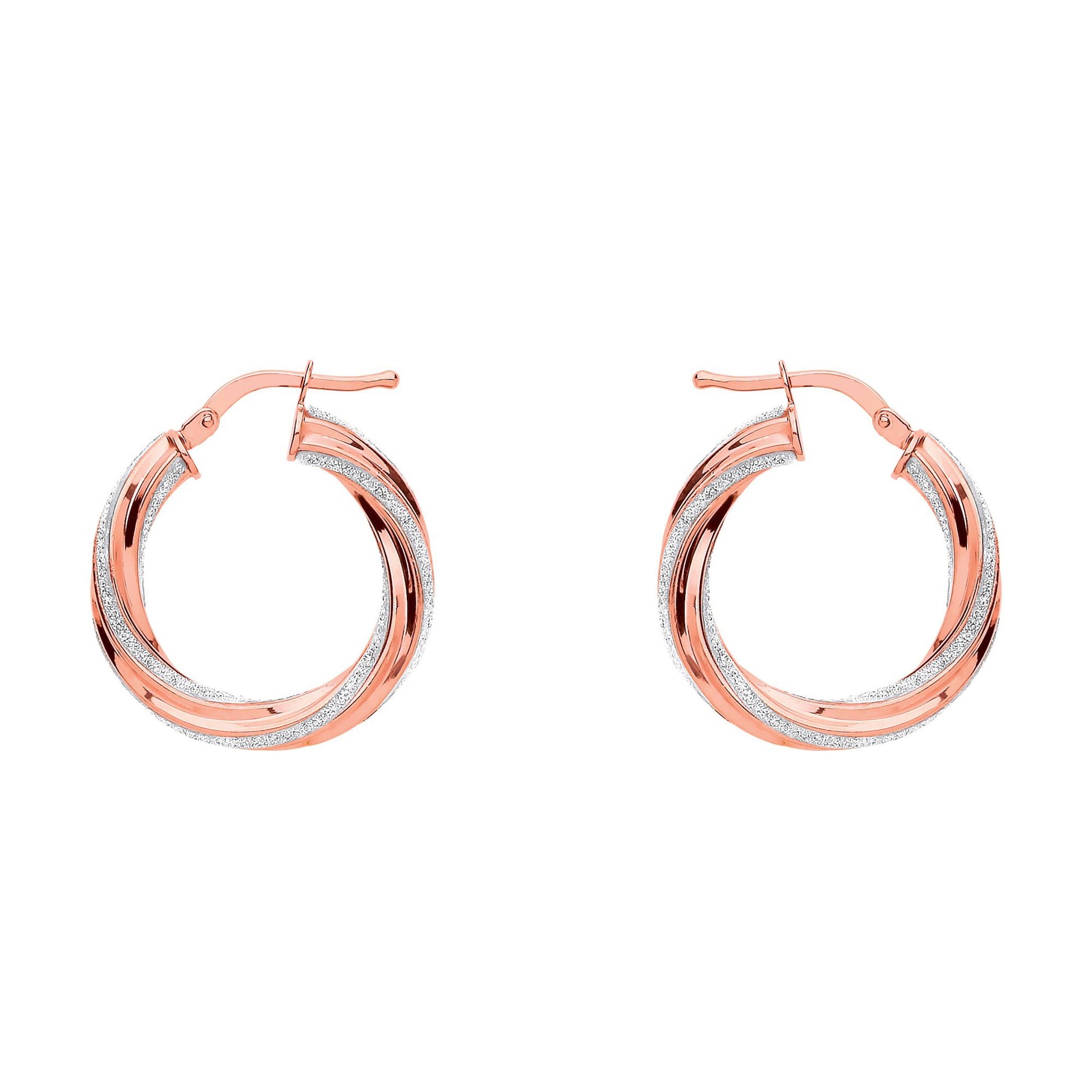 Rose Silver  Licorice Twist Moondust Hoop Earrings 22mm - GVE892R