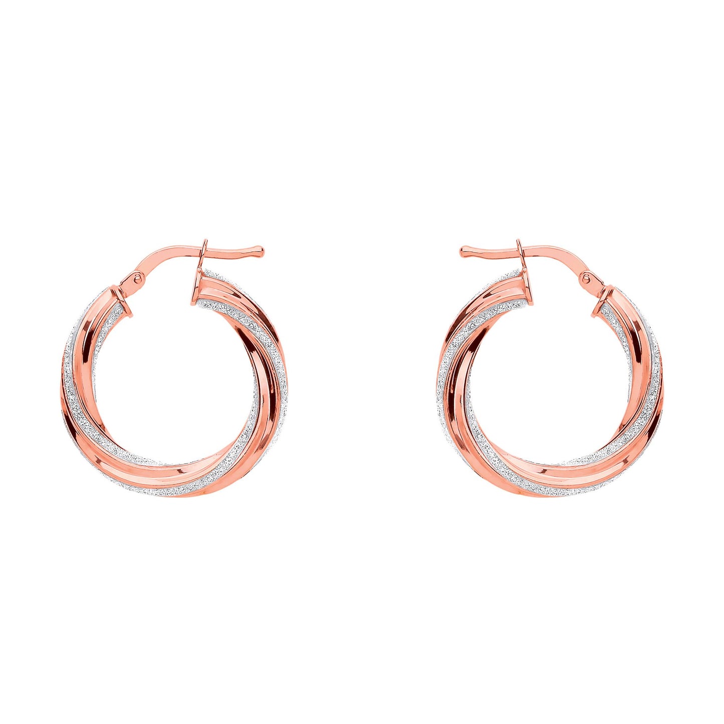 Rose Silver  Licorice Twist Moondust Hoop Earrings 22mm - GVE892R
