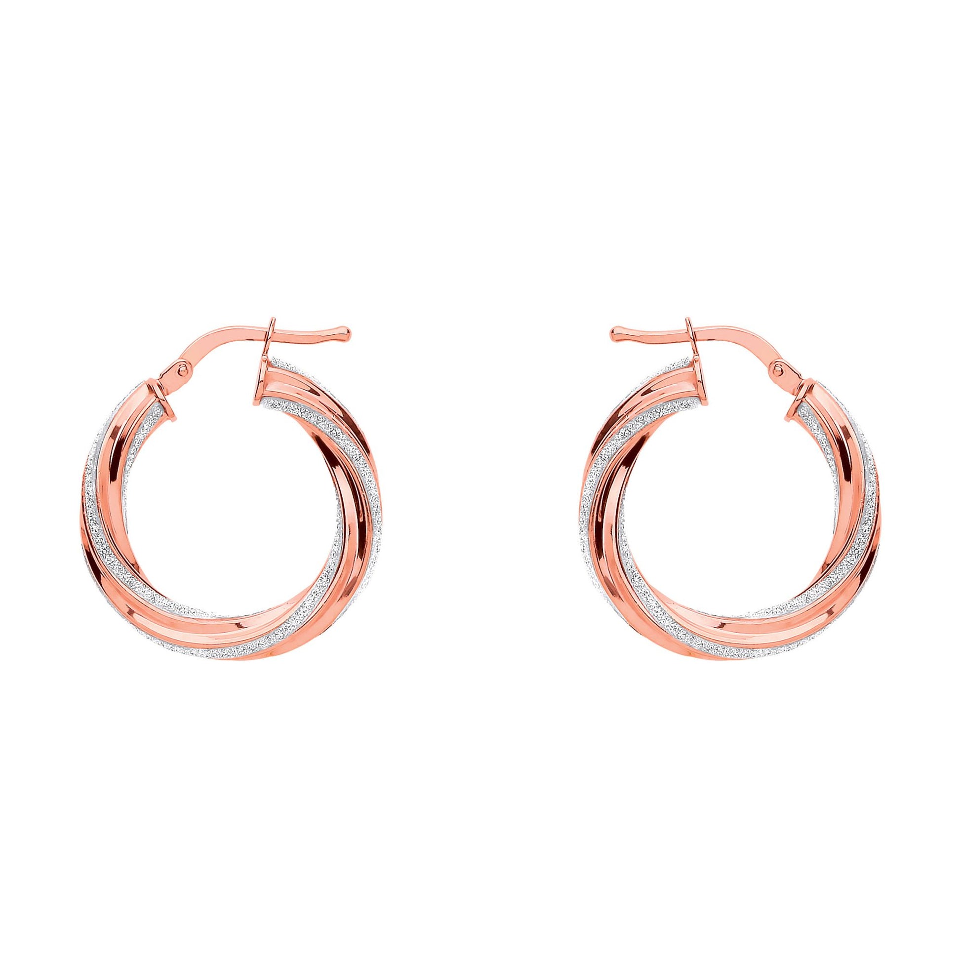 Rose Silver  Licorice Twist Moondust Hoop Earrings 22mm - GVE892R