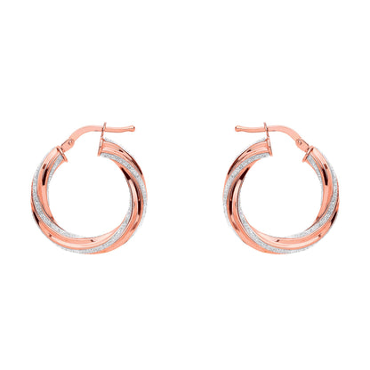 Rose Silver  Licorice Twist Moondust Hoop Earrings 22mm - GVE892R