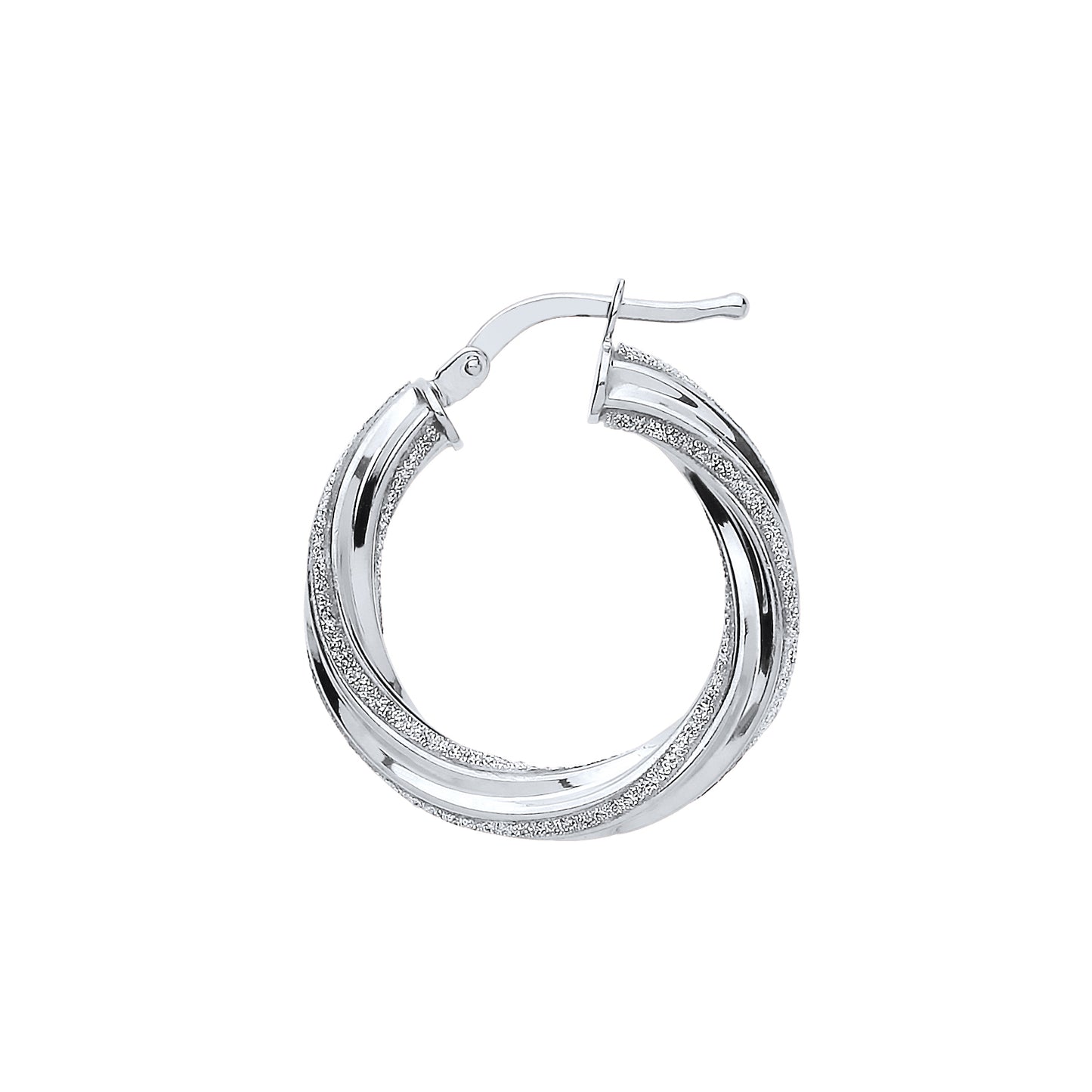 Silver  Licorice Twist Moondust Hoop Earrings 22mm - GVE892