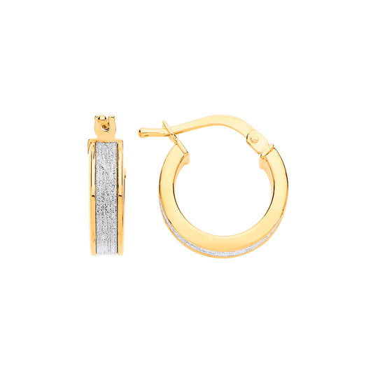 Gilded Silver  Square Tube Moondust Hoop Earrings 14mm - GVE898G