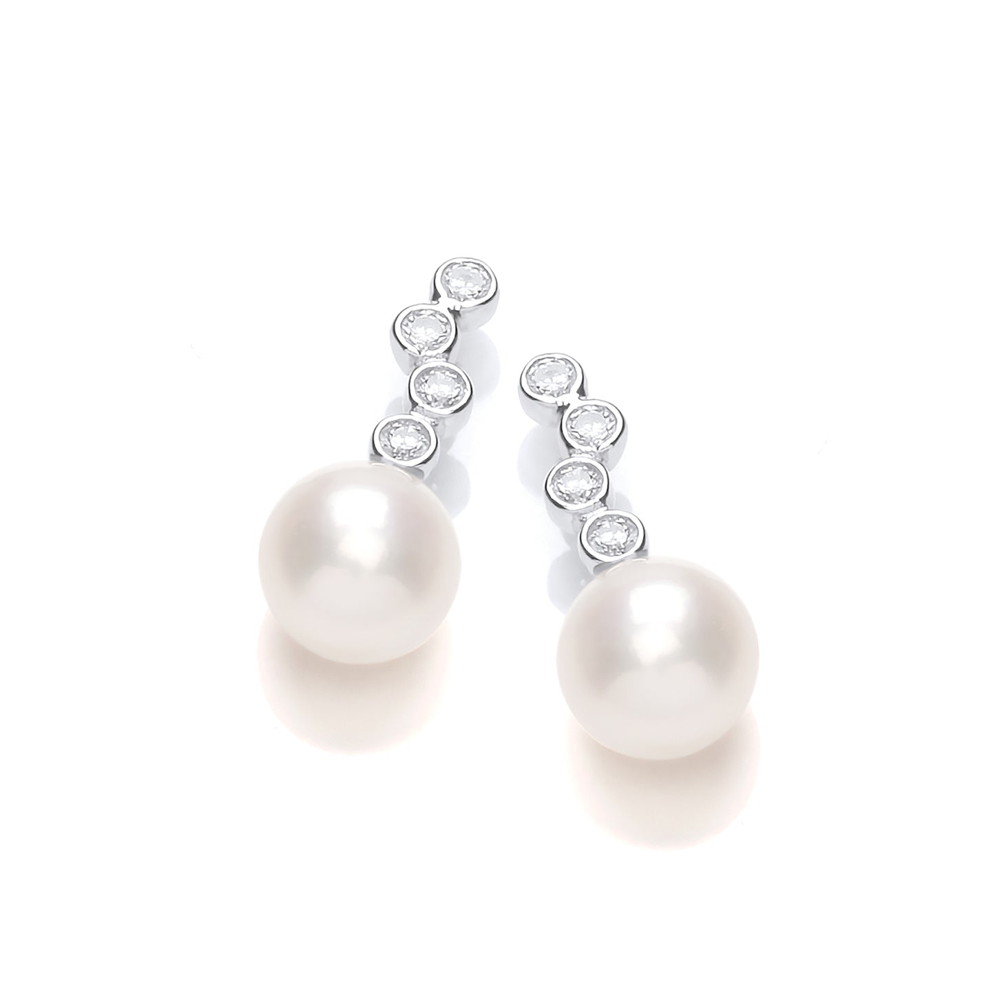 Silver  CZ Pearl Bubbly Drop Earrings 7mm - GVE919