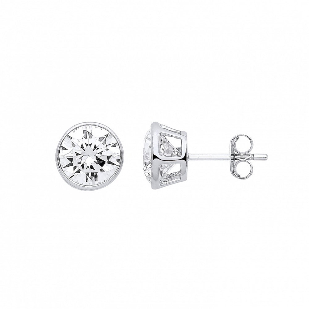 Silver  April Birthstone Bubble Solitaire Stud Earrings - GVE928CRY