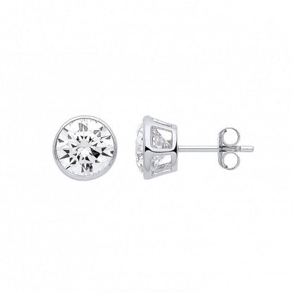 925 Silver  CZ April Birthstone Bubble Solitaire Stud Earrings 9mm - GVE928CRY