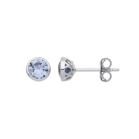 Silver  Bubble Bezel Solitaire Stud Earrings - GVE933