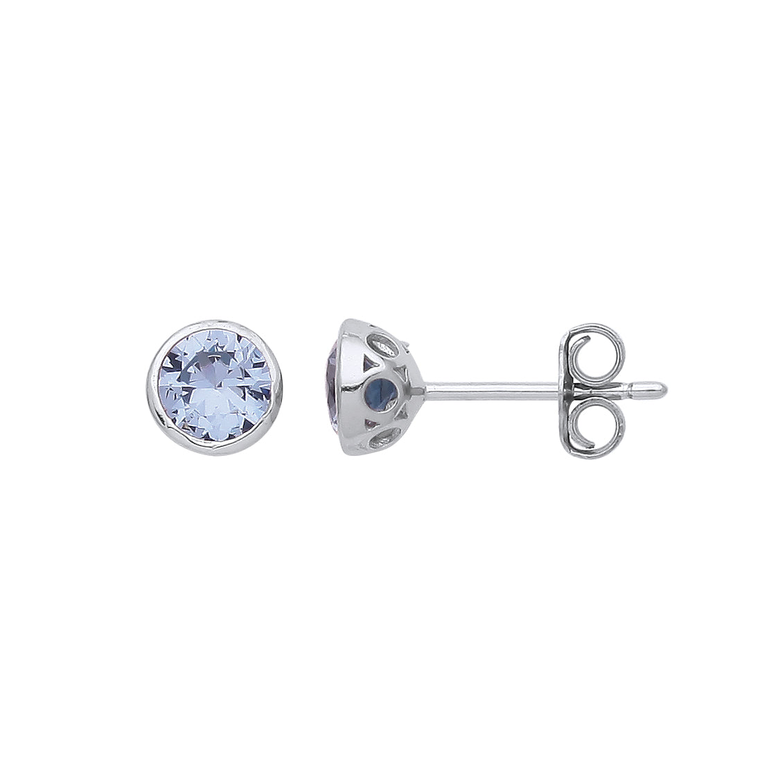 925 Sterling Silver  Lilac CZ Bubble Bezel Solitaire Stud Earrings - GVE933