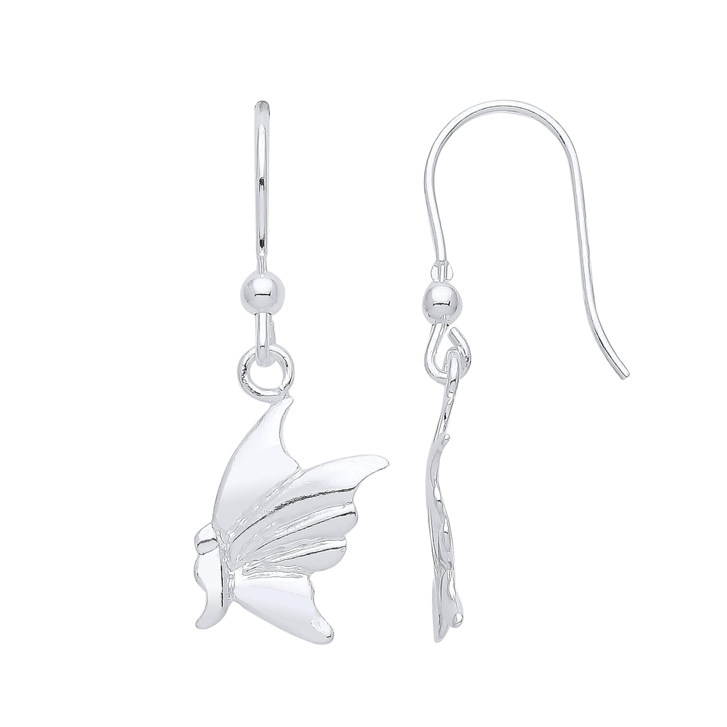 925 Sterling Silver  Magestic Butterfly Ball Drop Earrings - GVE958