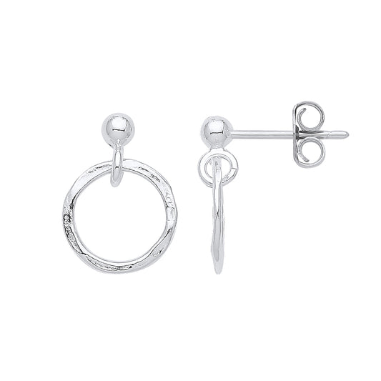 Silver  Ouroboros Circle Ball Drop Earrings - GVE959
