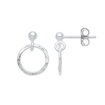 925 Sterling Silver  Ouroboros Circle Ball Drop Earrings - GVE959