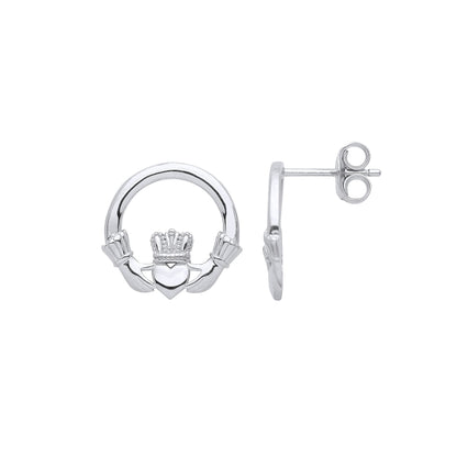 925 Sterling Silver  Claddagh fáinne Chladaigh Stud Earrings - GVE965SML
