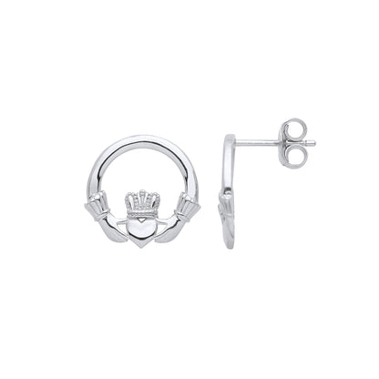 Silver  Claddagh fáinne Chladaigh Stud Earrings - GVE965