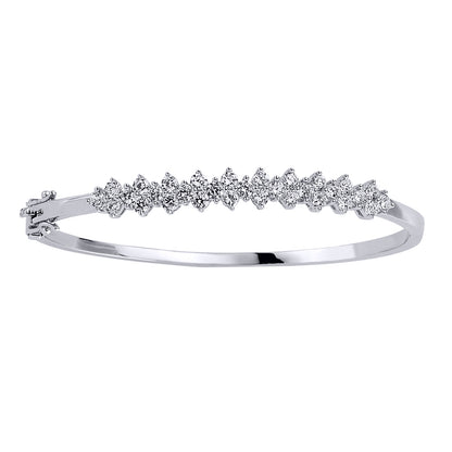 Silver  CZ Cluster Eternity Bangle Bracelet 8mm - GVG036