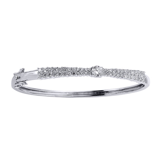 Silver  CZ Eternity Solitaire Bangle Bracelet 6mm - GVG042