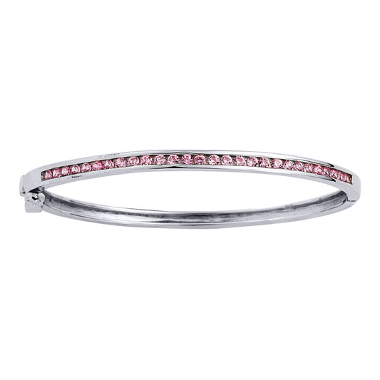 Sterling Silver  Pink CZ Eternity Baby Bangle Bracelet - GVG064P